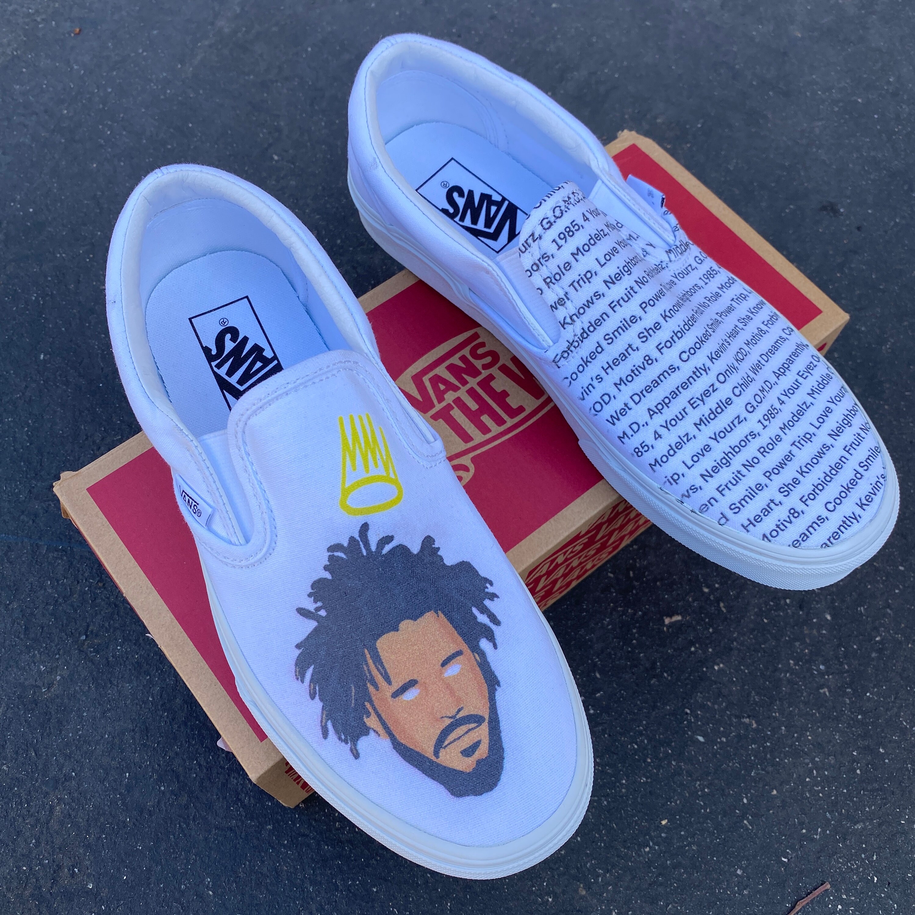 J Cole Custom Sneakers Vans Slip On Shoes | Etsy