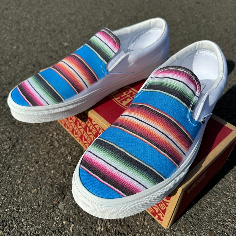 Mexican blanket custom painted vans shoes for women and men