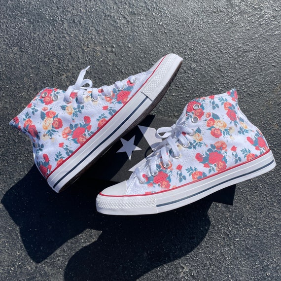 Converse all star hi white red rose exclusive hotsell
