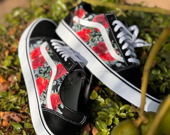 black rose embroidered vans