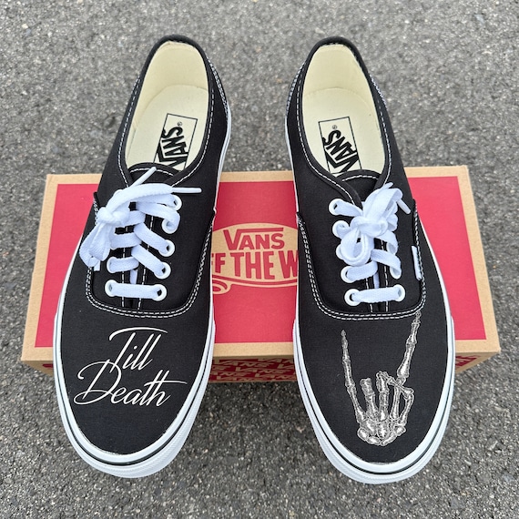Till Death Wedding Vans Authentic Shoes - Tie Sneakers