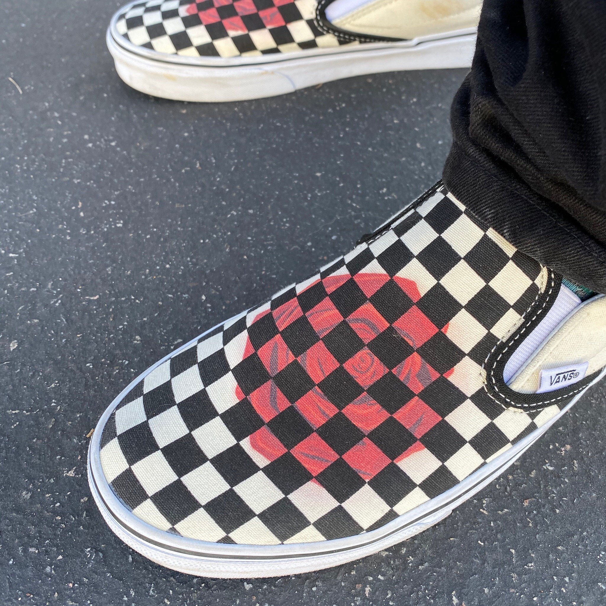 Checker shop rose vans
