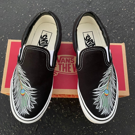 Peacock Feather Vans Slip on Shoes for Men and Women - Etsy