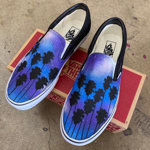 Tropical Galaxy Vans Slip Ons Palm Trees and Galaxy on Vans - Etsy