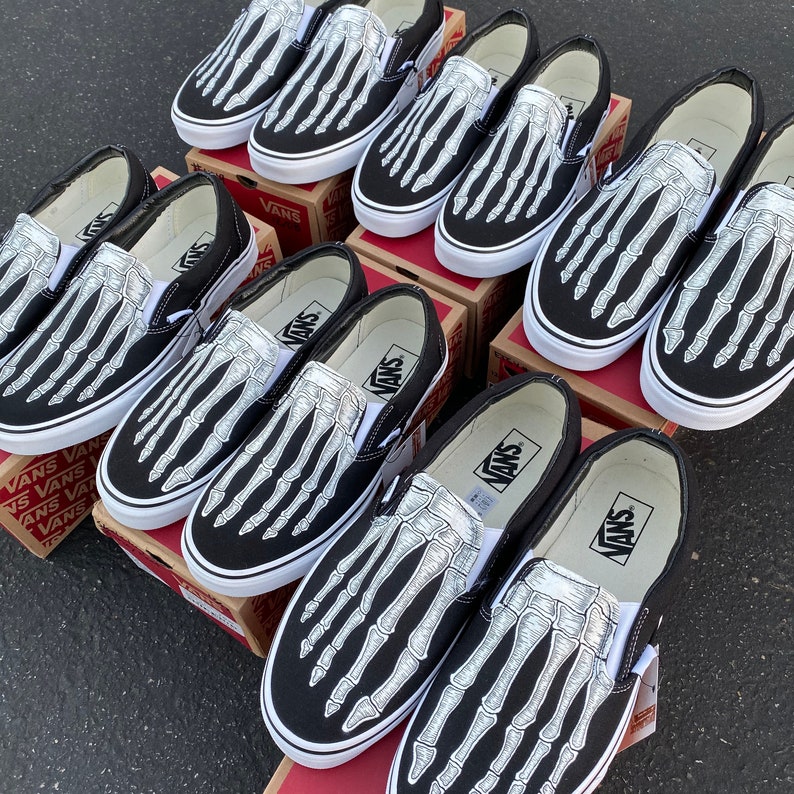 Skeleton Boney Feet Custom Vans Slip On Shoes image 7
