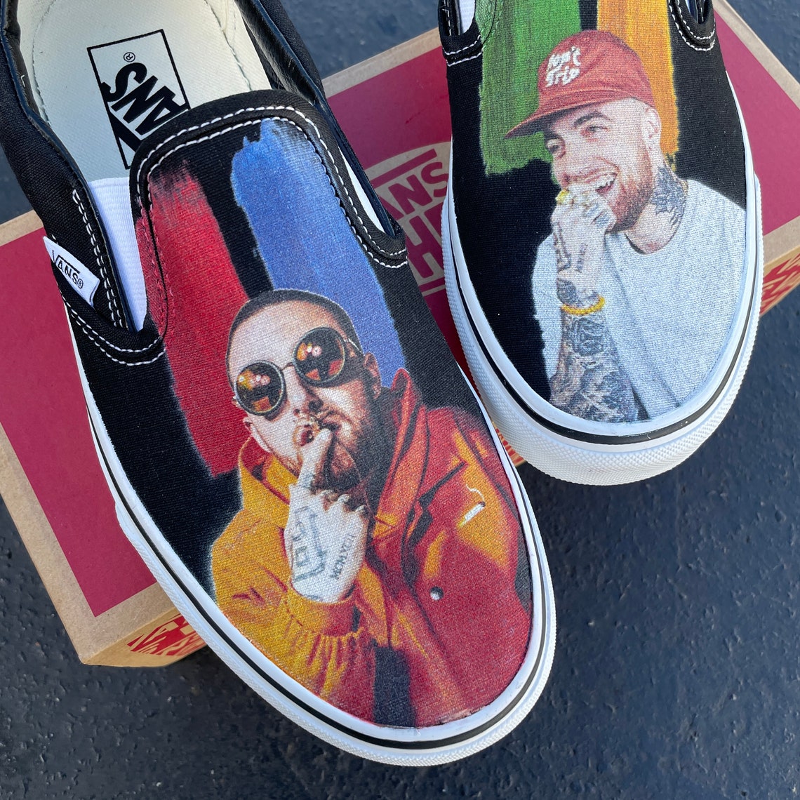 Mac Miller K.I.D.S. Custom Sneakers Black Slip On Vans | Etsy