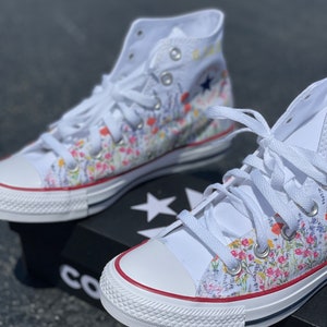 wedding flower shoes with bees customized converse high top sneakers