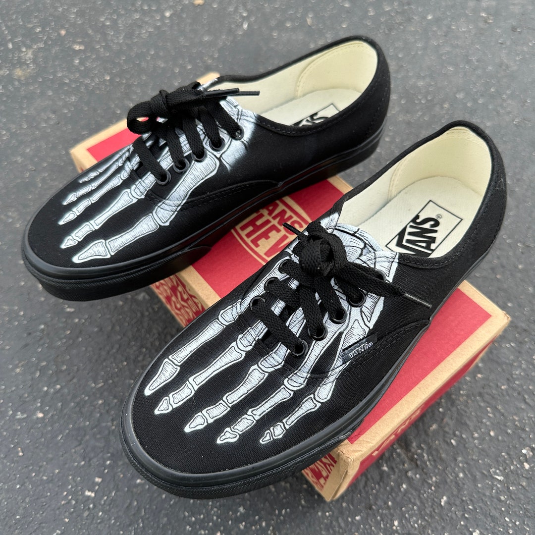 Custom Skeleton Feet X-ray Black/black Vans Authentic Lace up - Etsy