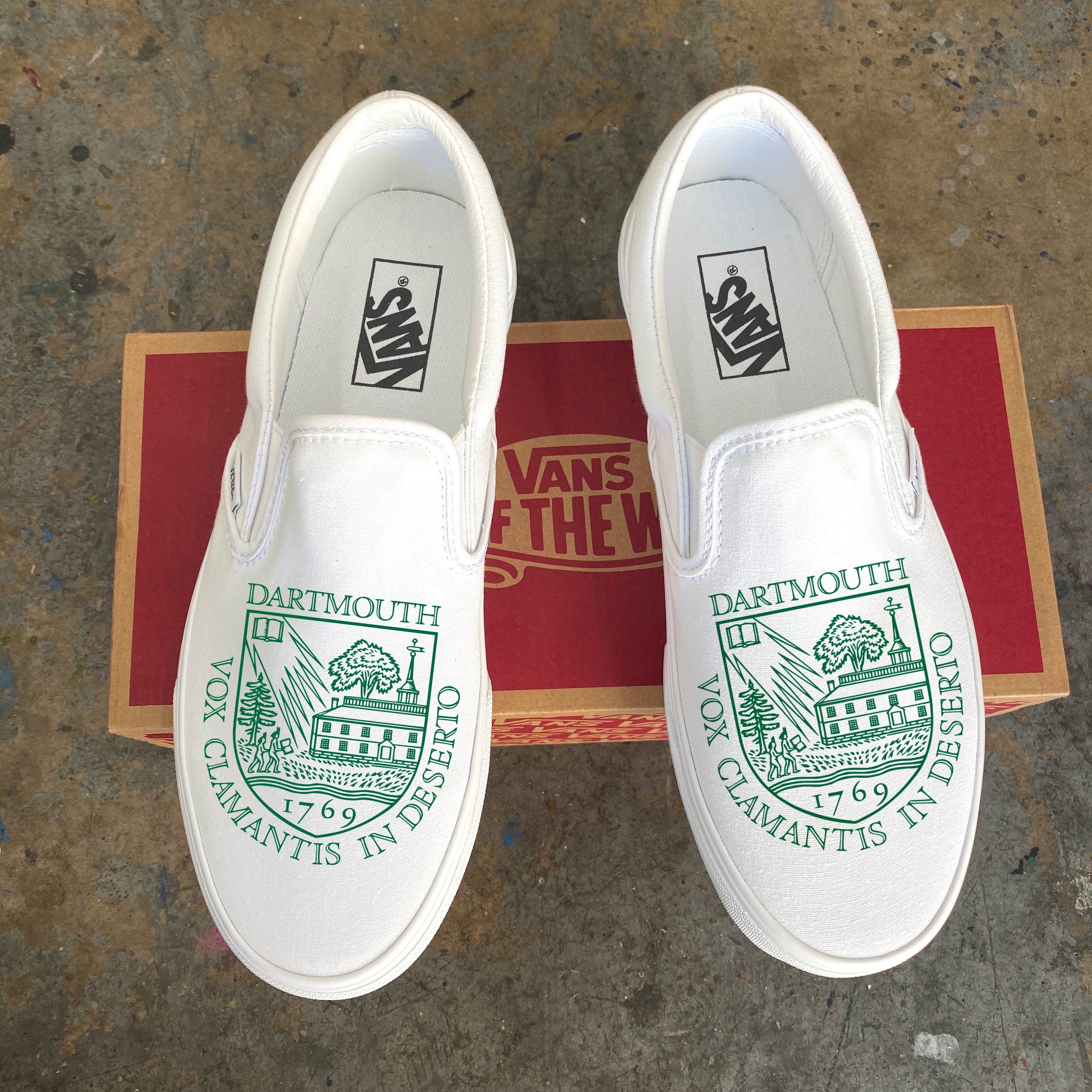 Dartmouth University Seal Logo Custom Vans White Slip on - Etsy Ireland