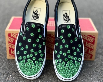 Lucky Four Leaf Clover Flower - Custom Van Sneakers for Women and Men