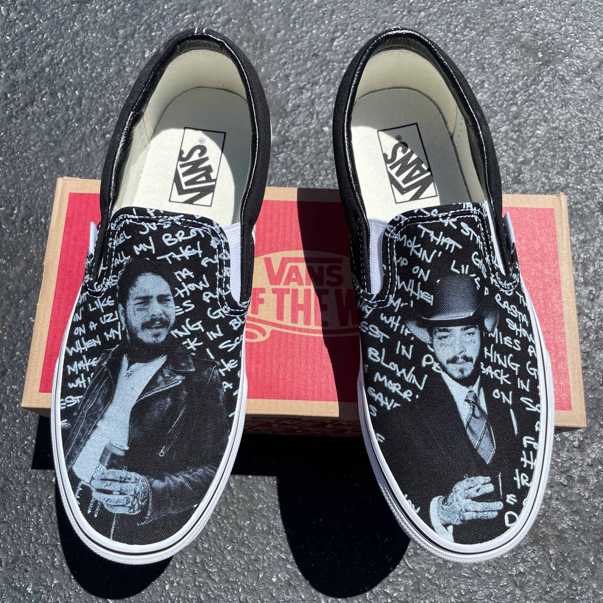 Post Malone Custom Slip on Vans Black and White - Etsy