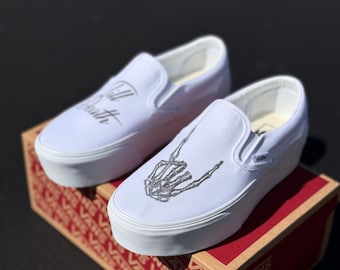 Till Death Wedding Vans Stackform Slip On Shoes - Women's Platform Custom Vans Sneakers