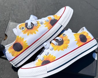 Sunflower Custom White Converse Chuck Taylor Low Top