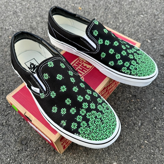 Lucky Four Leaf Clover Flower Zapatillas Van personalizadas para mujeres y hombres Etsy Mexico