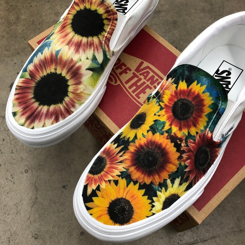 Sunflower Vans Slip On Shoes for Women | Etsy