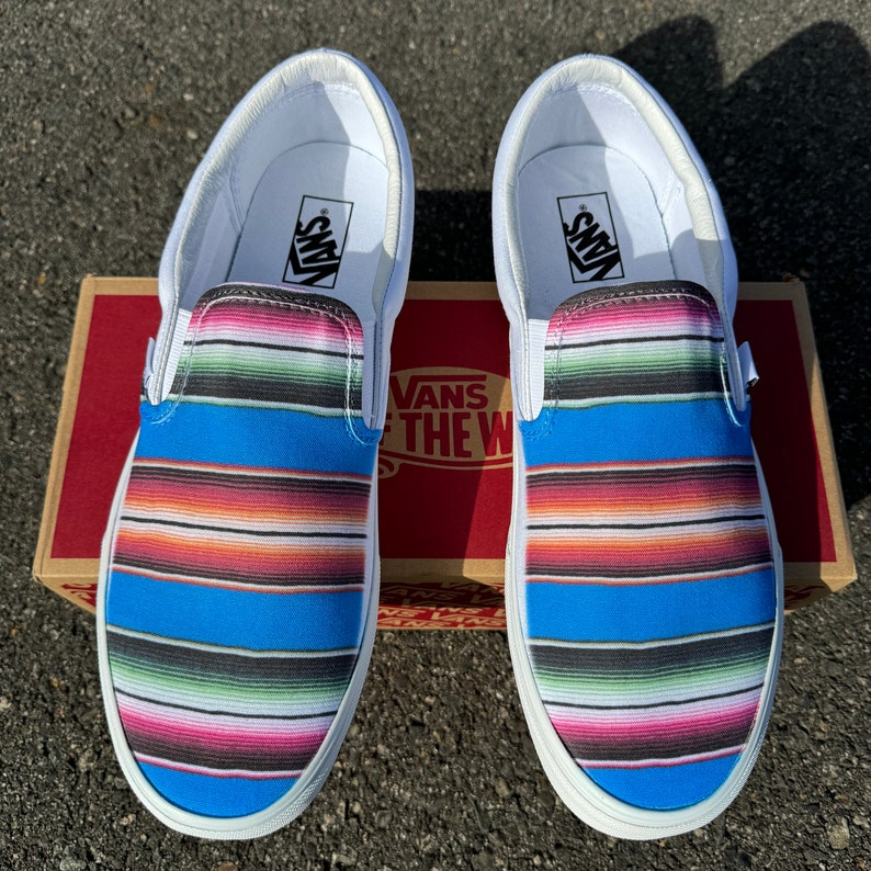 Mexican blanket custom painted vans shoes for women and men