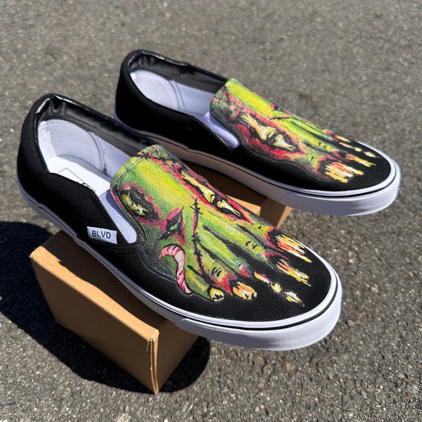 Zombie Feet Custom BLVD Slip On Shoes - Comfortable Slip Ons for Men and Women