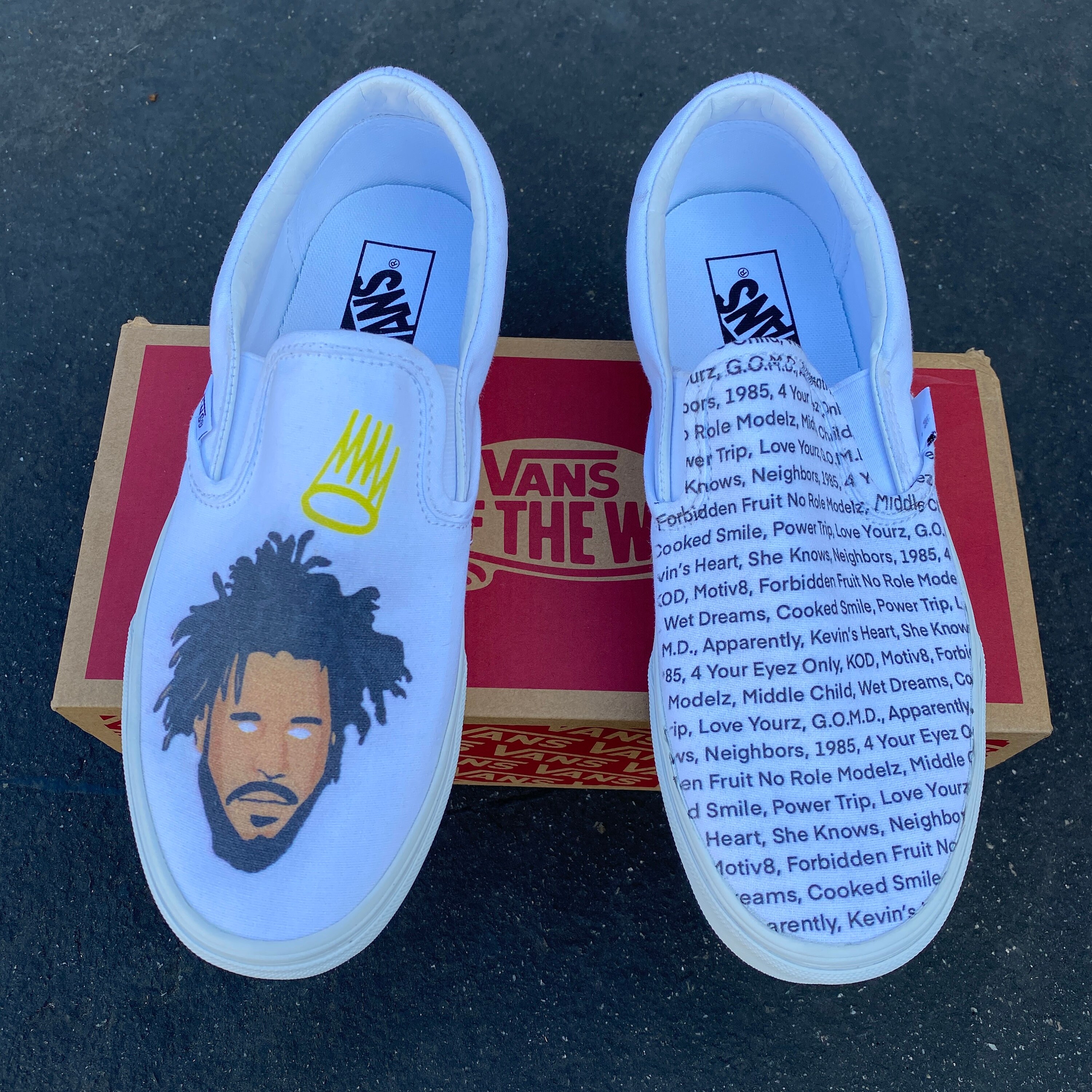 J Cole Custom Sneakers Vans Slip on Shoes | Etsy