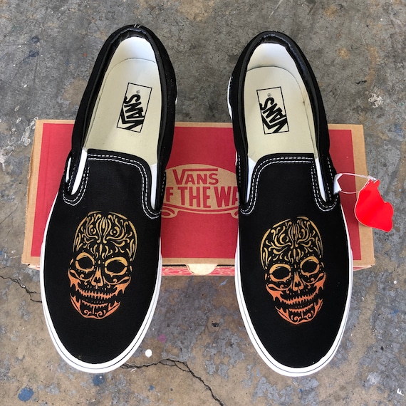 vans sugar skull slip ons