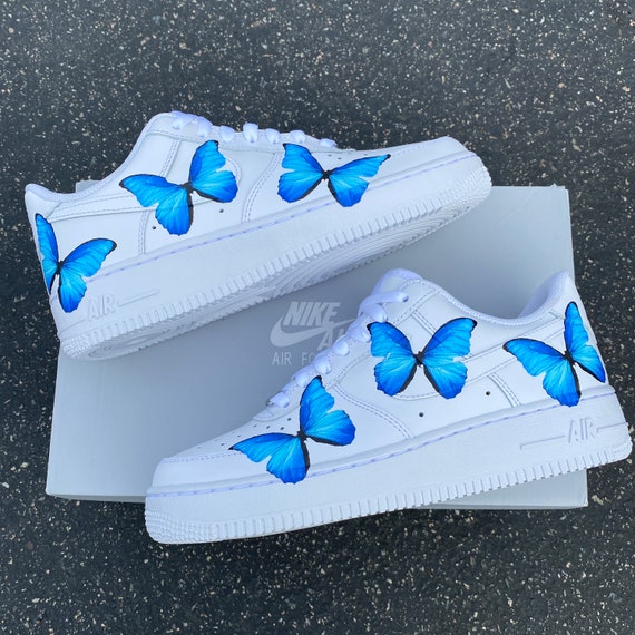 Custom Nike Air Force 1 Blue ButterFLY - Custom Nike Air Force 1