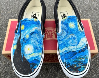 Van Gogh Starry Night Vans Slip On - Men's and Women's Shoes