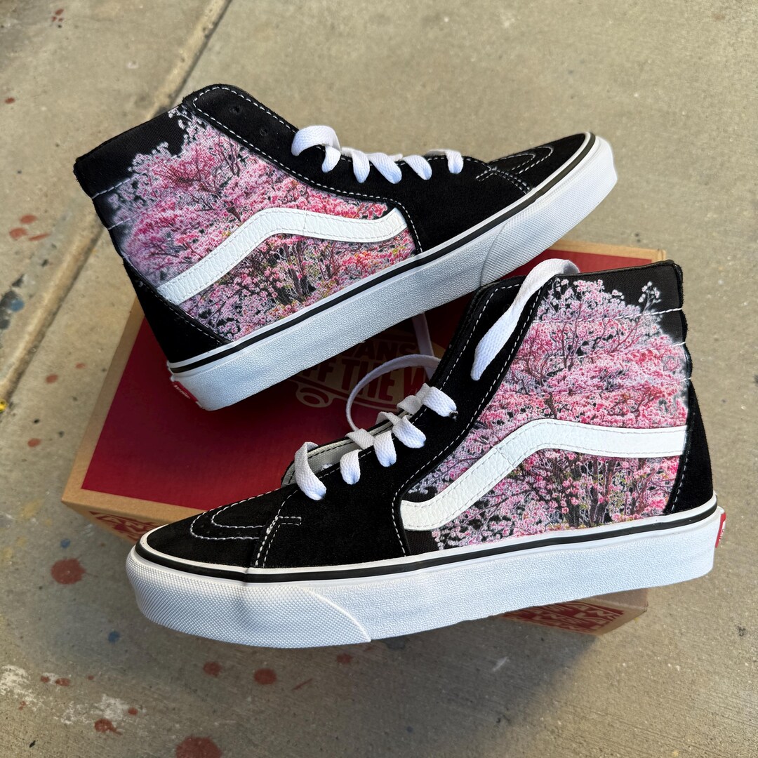 VANS カスタム CHERRY BLOSSOM CHECKERBOARD スケートハイ VANS カスタム CHERRY BLOSSOM CHECKERBOARD スケートハイ (VANS