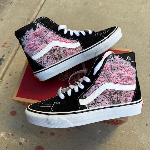 【VANS】 ★ BLOB FLORAL AUTHENTIC ★ BLACK & PINK Vans Classic Slip On Floral Pink Black Graffiti Skate Shoes