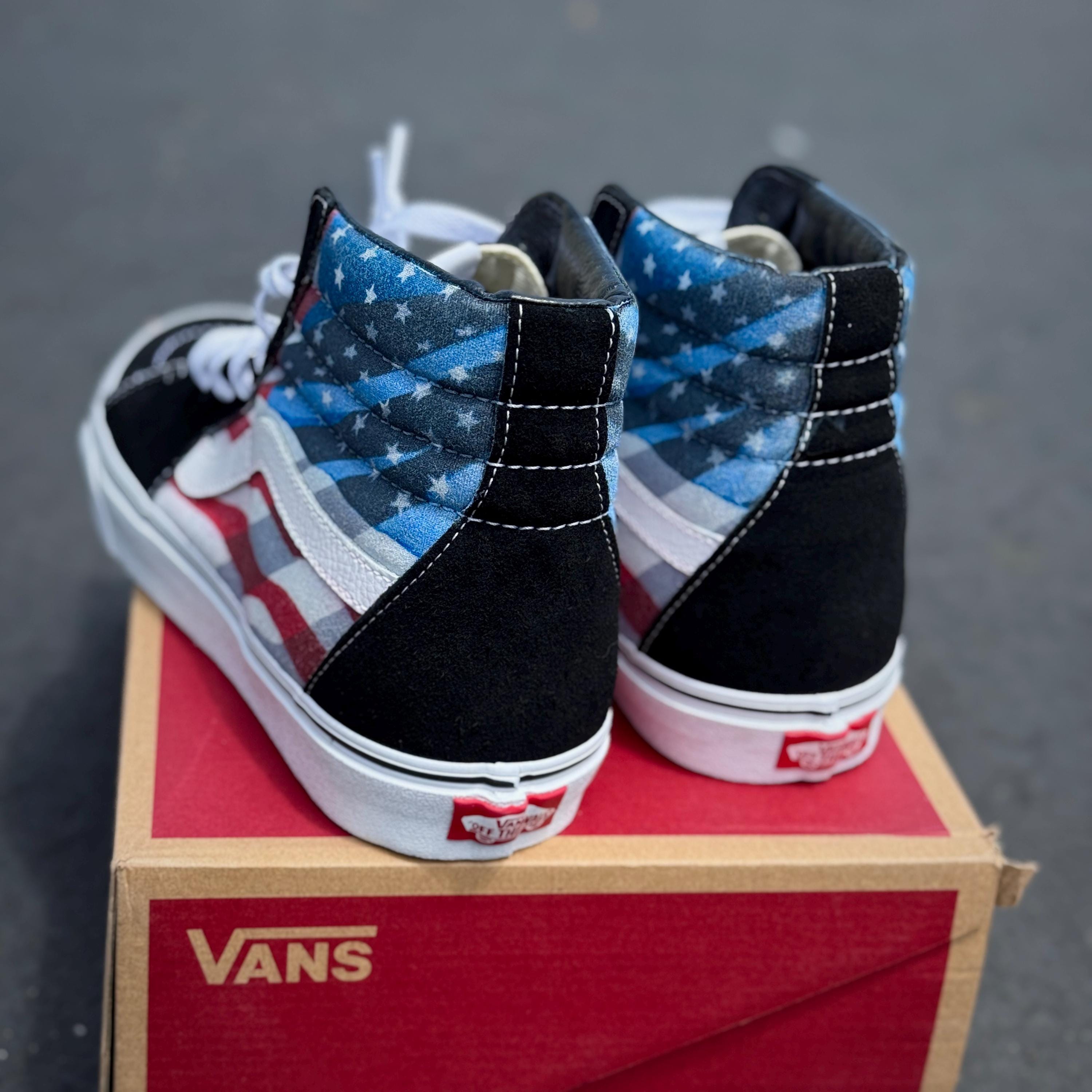 Black Vans Sk8-hi Shoes for Men and Women Featuring American  display picture 3