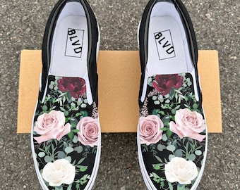 Whimsical Roses  - Customized Roses on BLVD Original Slip On Shoes for Men and Women