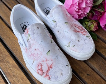 Light Spring Peony Flower Vibrant Pretty - Custom Vans