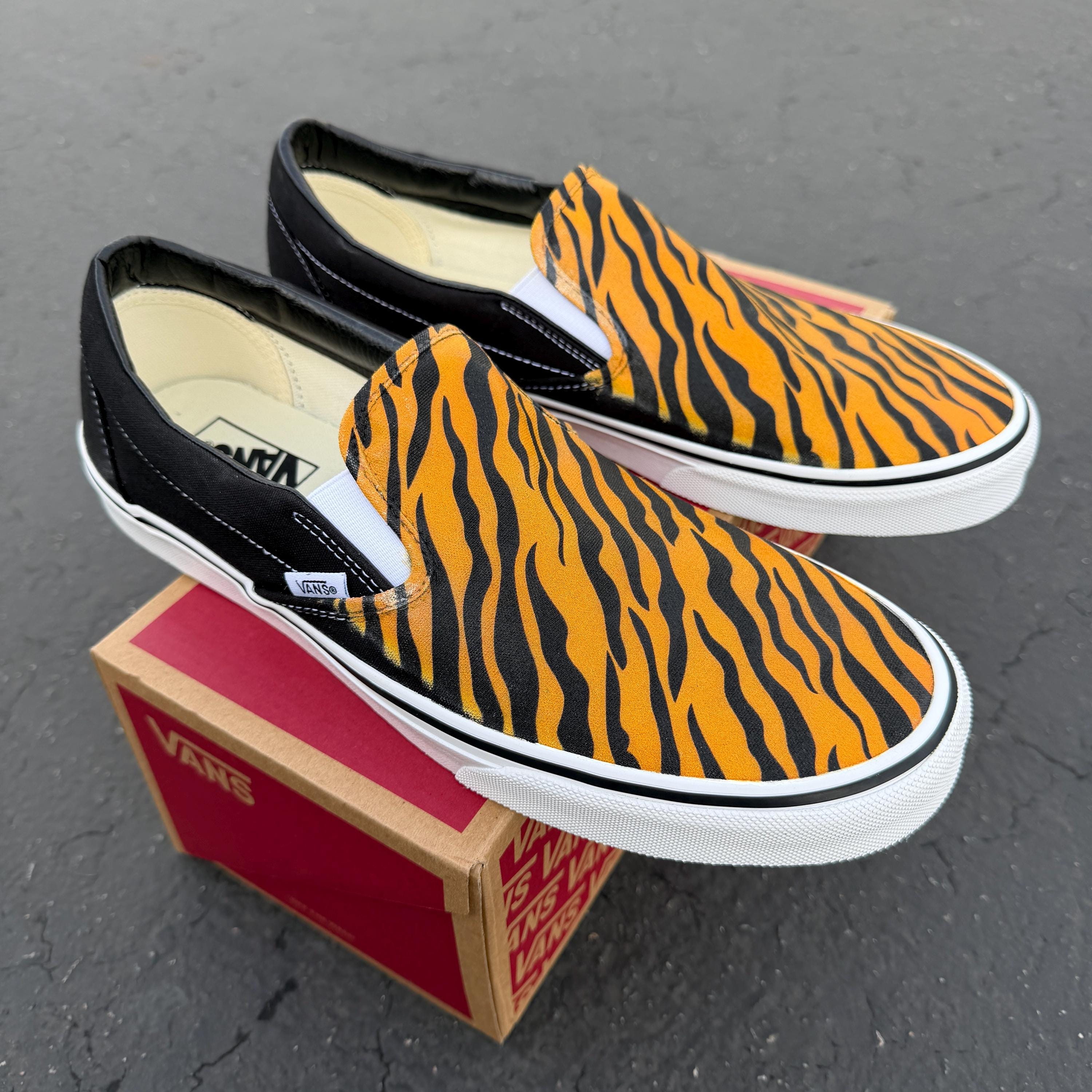 Tiger Pattern Vans Slip on Shoes - Slip on Vans for Men and Women