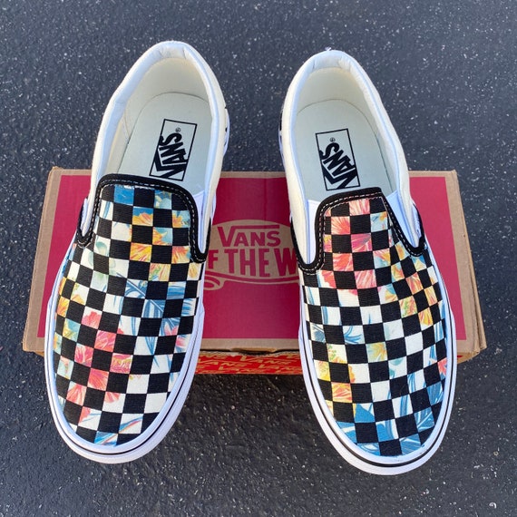 LV Custom Vans slip on sneaker makeover  Painted sneakers, Slip on  sneaker, Checkered shoes