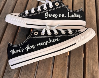 Shoes on Ladies, There Is Glass Everywhere - Custom Low Top Converse Shoes Comfortable Lace Up Sneakers
