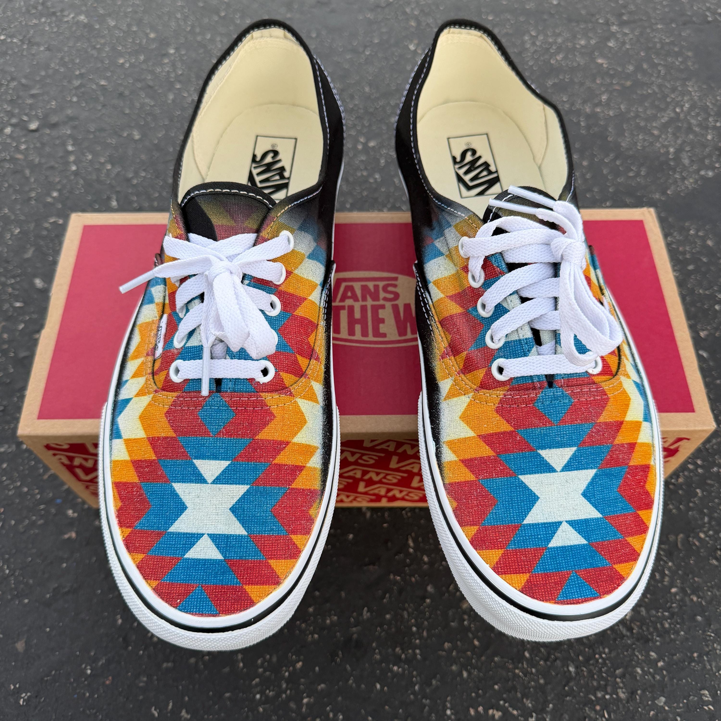 Orange and Blue Native American Inspired Tribal Pattern on Vans