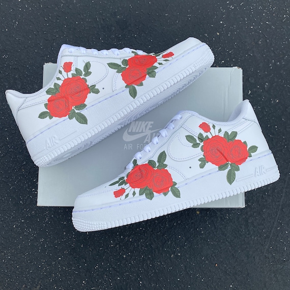 nike shoes with roses on them