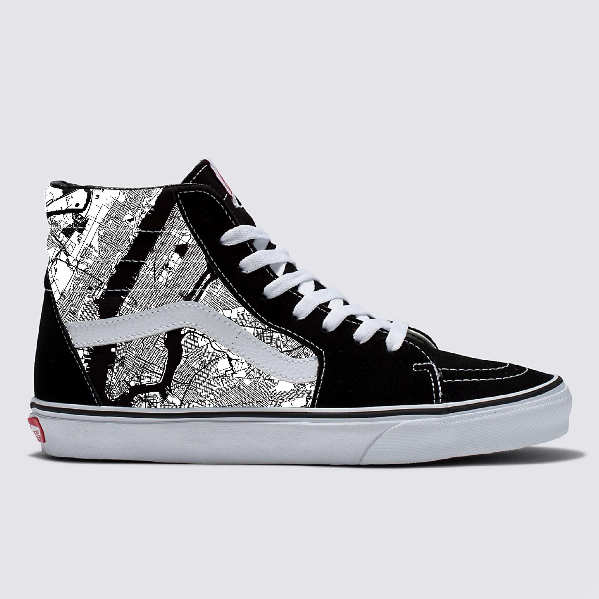 New York Map Sk8-hi Vans - High Top Lace up Vans Shoes for  display picture 3