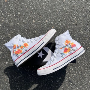 Poppy Flower Floral Custom Converse Shoes Sneakers Bride Wedding Theme ...