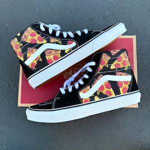 Pizza Vans Sk8-Hi Shoes - Men&#39;s and Women&#39;s High Top Vans Sneakers