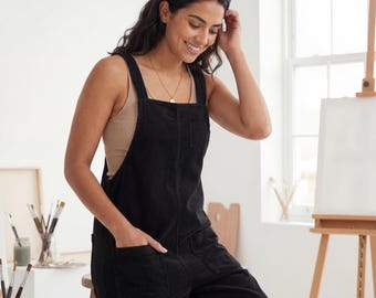 Soft Corduroy Wide-Leg Jumpsuit, Vintage Style Relaxed Fit Overalls