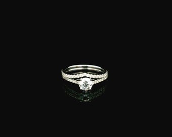 Lab Diamond Bridal Set 0.70 Carat, 18K White Gold, IGI Certified VVS2 D, Engagement Ring & Wedding Band Set