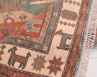 Tribal Wool Gabbeh Area Rug | Handmade Geometric Carpet for Home Decor