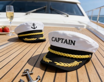Nom personnalisé de chapeau de capitaine, casquette de marin nautique, chapeau d'enterrement de vie de jeune fille, cadeau de marié, accessoires de fête de bateau de yacht