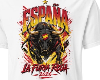 Spain Football T-Shirt, La Furia Roja Shirt, Spain Soccer Fan Tee, Spain Supporter Shirt, World Cup 2026 Fan Gift, Front Design
