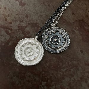 Seed Earth Mandala Necklace, sterling silver pendant, spiritual nature inspired jewelry, round pendant, oxidized, gift, boho necklace image 3