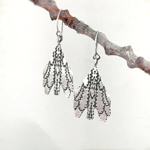 Sterling Silver Earrings, Dangle earrings,  oxidized silver, Jewelry, Nature inspired jewelry, Petal earrings, gift