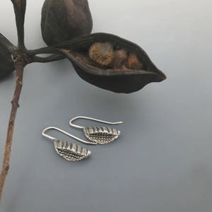 Sterling Silver Beeja Pod Earrings, boho earrings, petite earrings, ethnic tribal earrings, gift for her, oxidized jewelry, simple earrings image 5