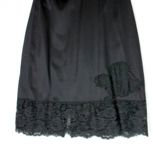 Vintage Black Half Slip Wonder Maid Lingerie with Floral Applique Small