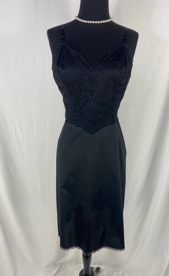 Vintage Vanity Fair Black Full Slip Lace Bust 36 … - image 3