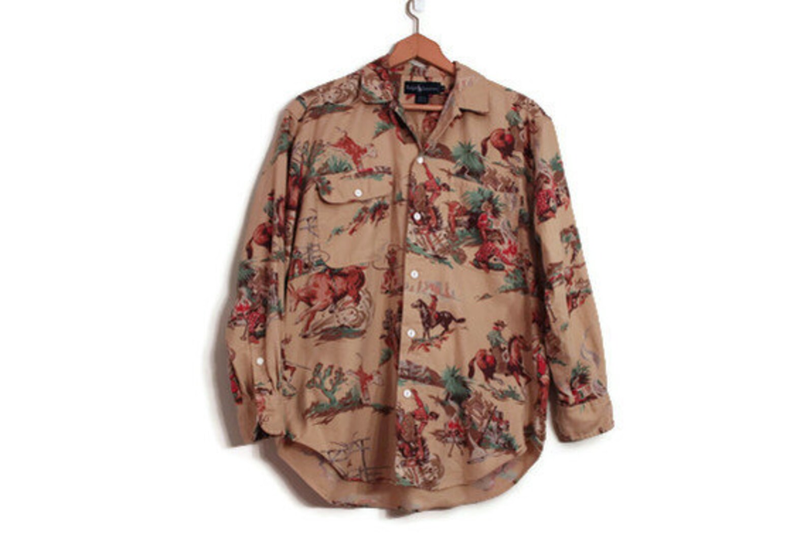 Vintage Ralph Lauren Cowboy Western Print Shirt Etsy