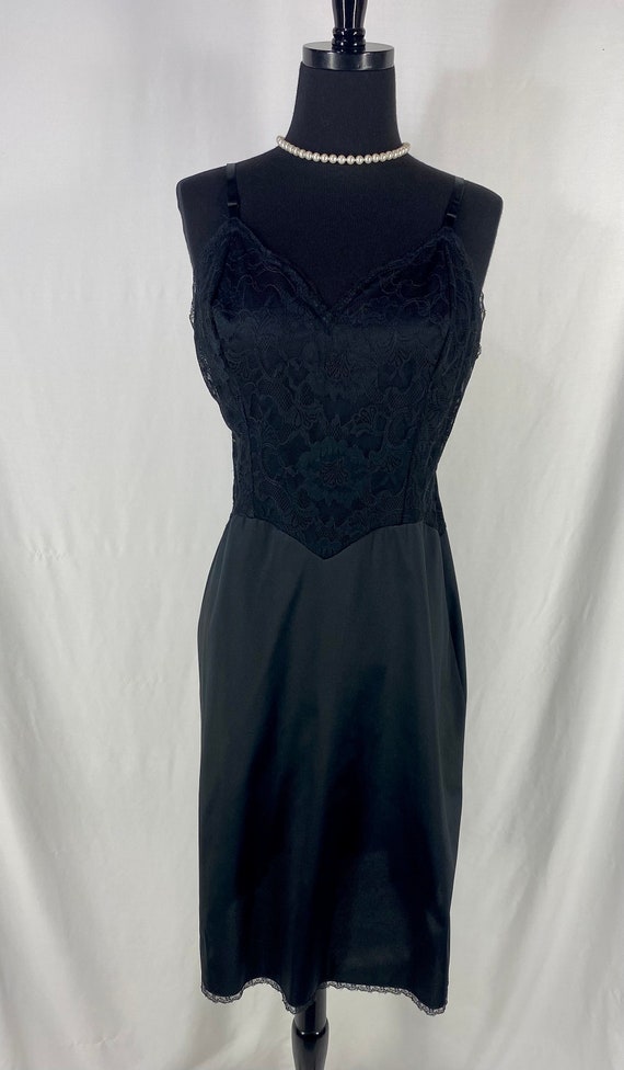 Vintage Vanity Fair Black Full Slip Lace Bust 36 … - image 4